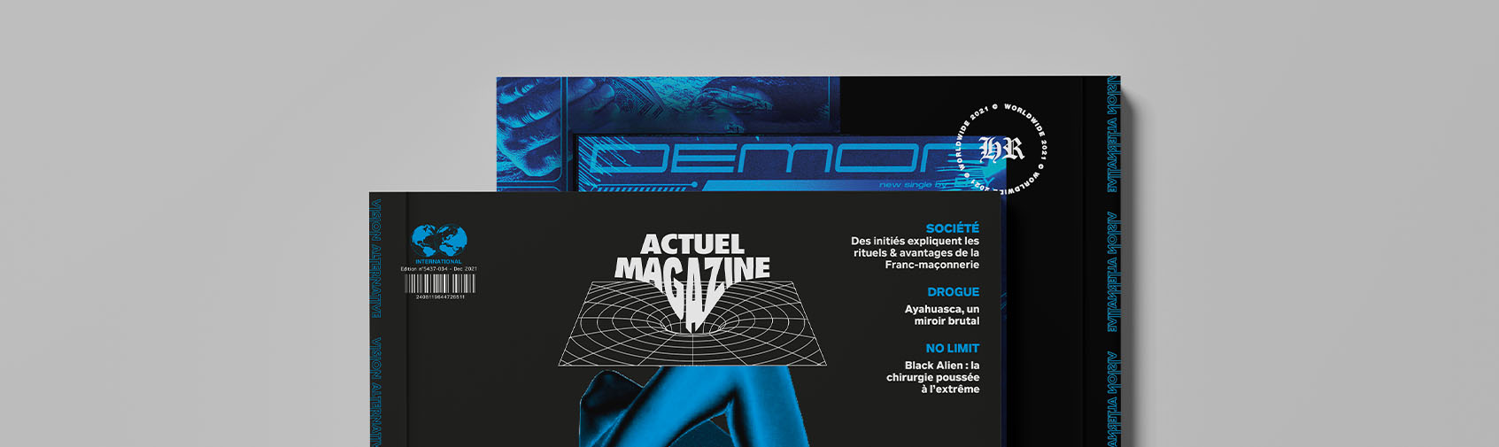 Mise en page de la réédition du magazine "Actuel", magazine de contre-culture