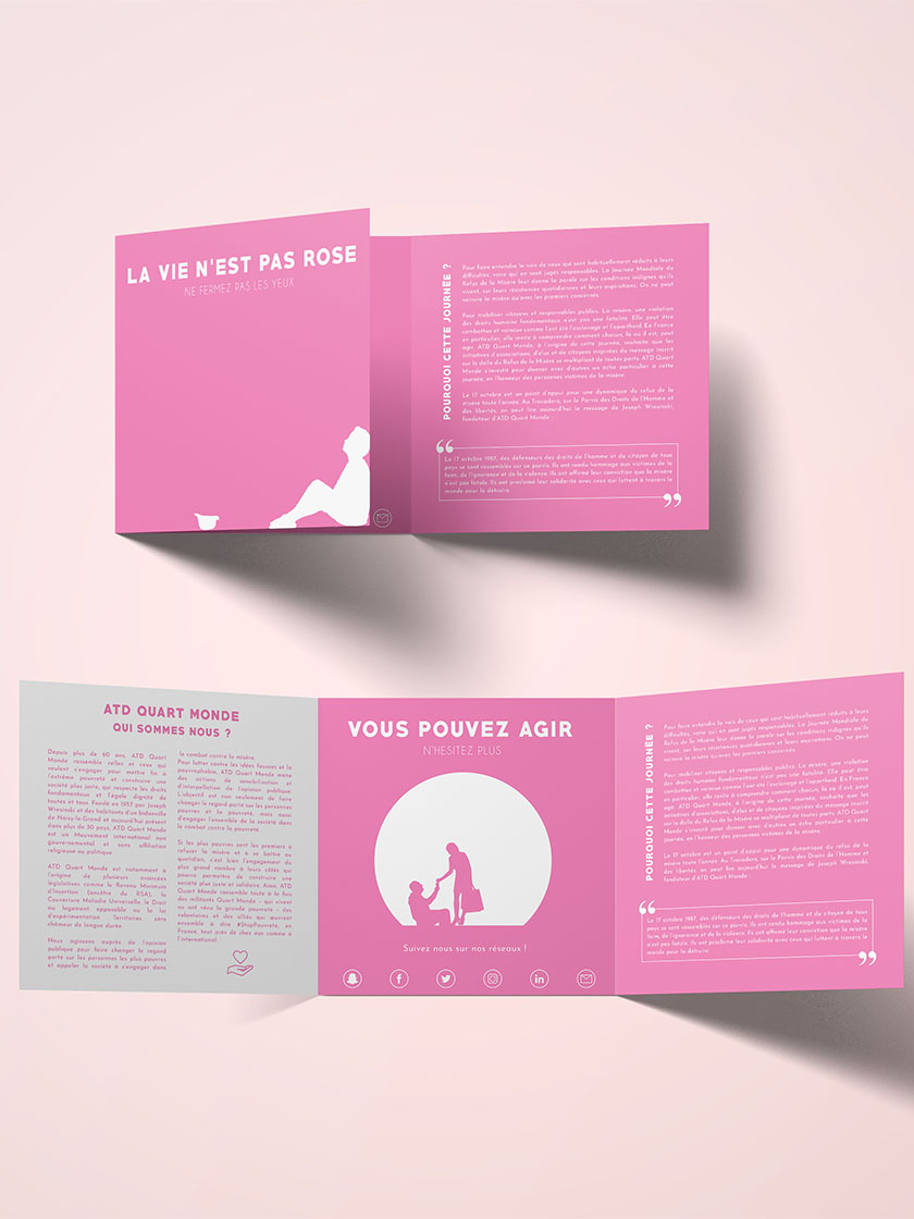 Flyer et campagne d'affichage atd quart monde, journée internationale du refus de la misere
