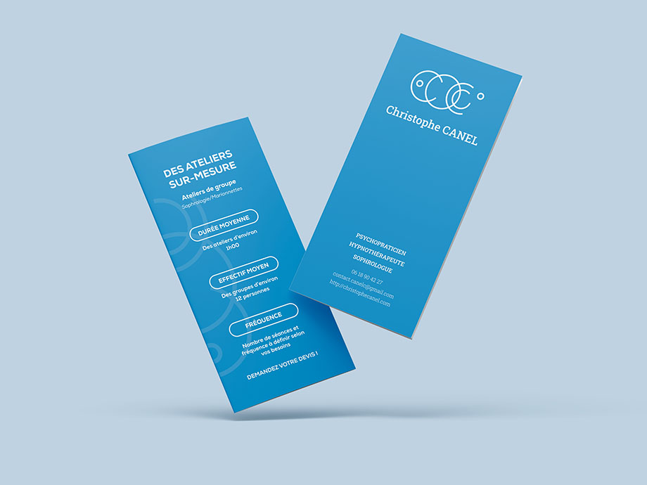 Flyers publicitaires pour psychopraticien, hypnose, sophrologie