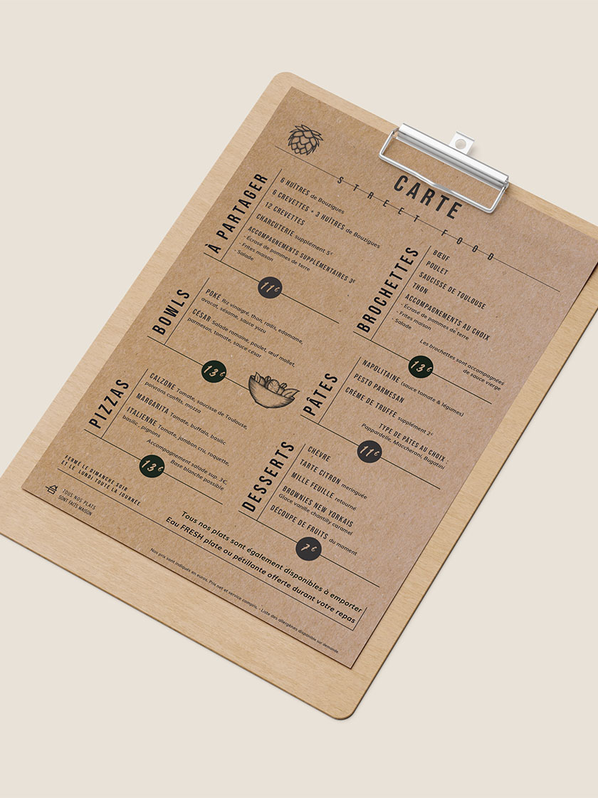 Cartes des vins et menus pour restaurant