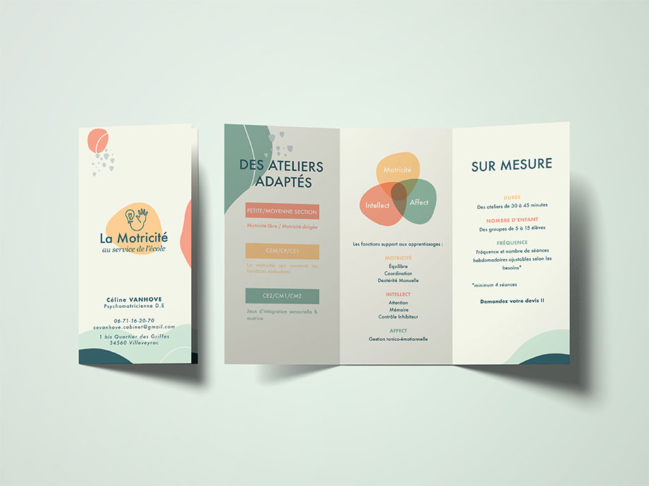 Identité visuelle et flyer pour des ateliers psychomotricité dans les écoles