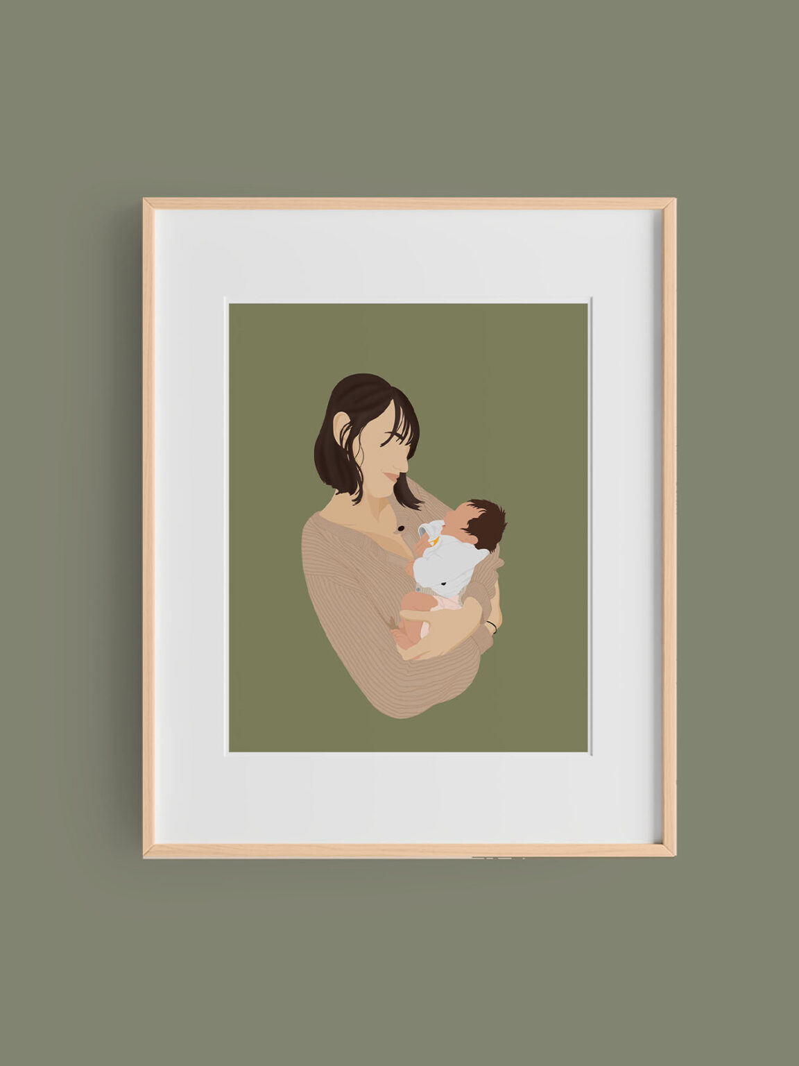 portrait maman bébé personnalisé, cadeau de naissance