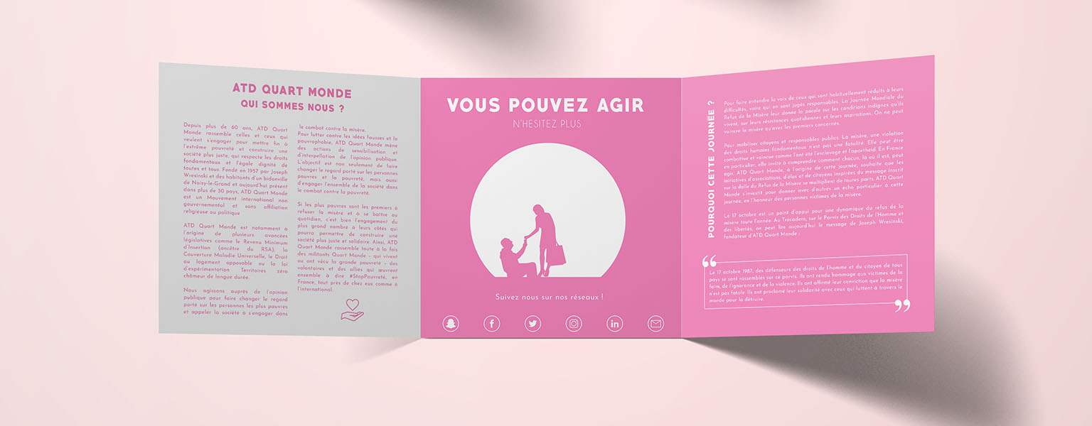 Flyer et campagne d'affichage atd quart monde, journée internationale du refus de la misere