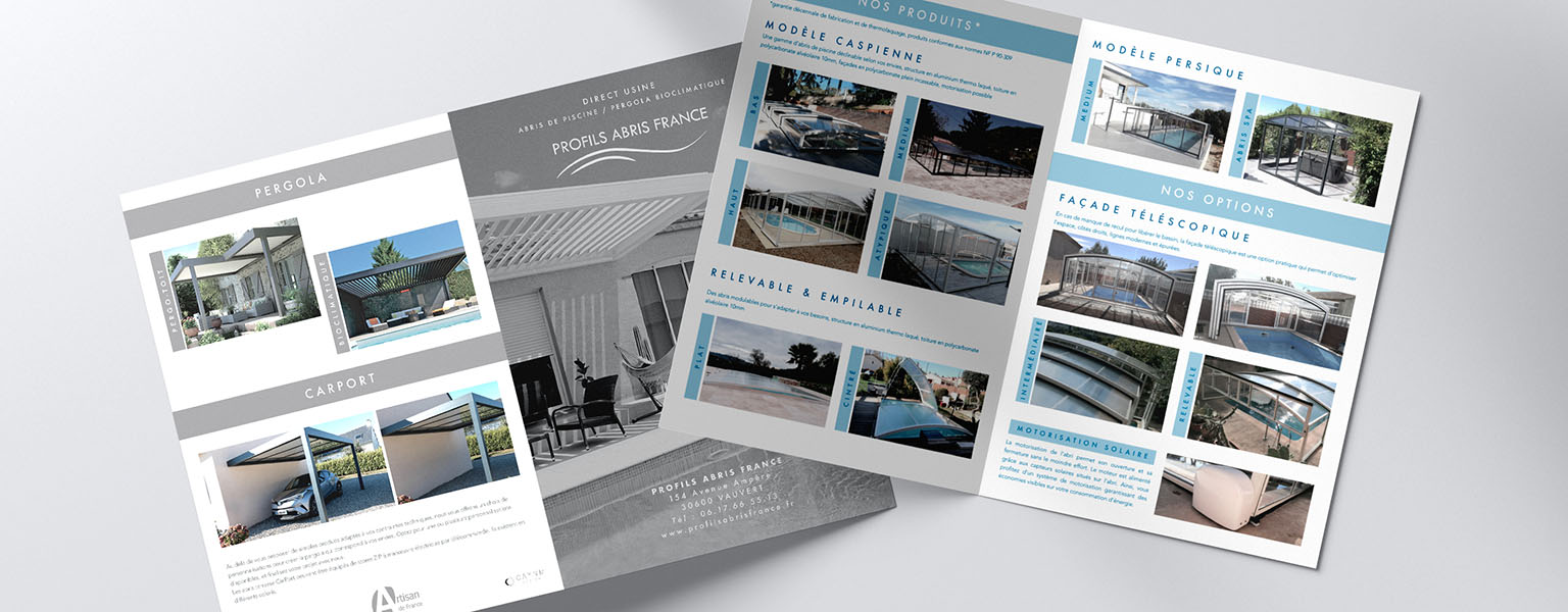 Brochure commerciale pour vente d'abris de piscine