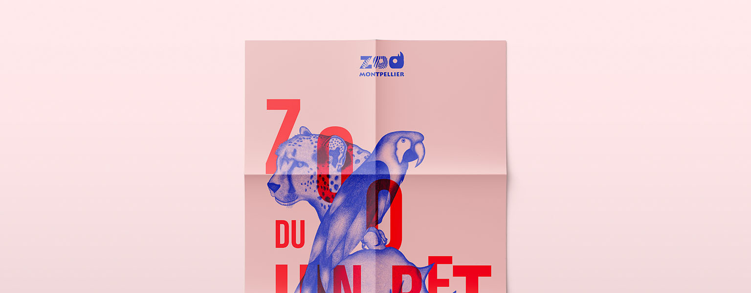 Affiche et déclinaison campagne publicitaire pour le zoo du lunaret de montpellier