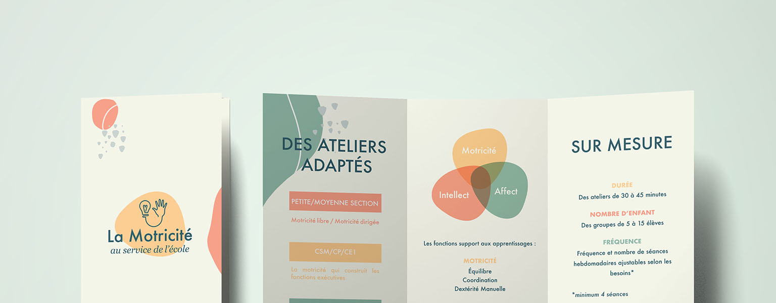 Identité visuelle et flyer pour des ateliers psychomotricité dans les écoles